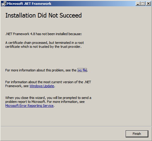 Problem: the installation process fails