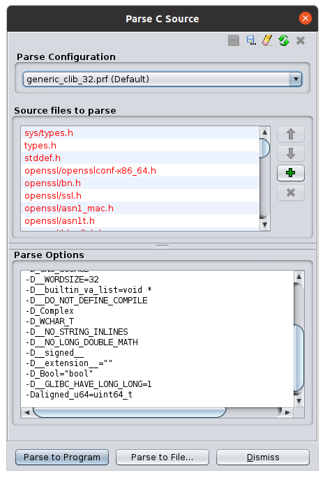 Parse C Source Window